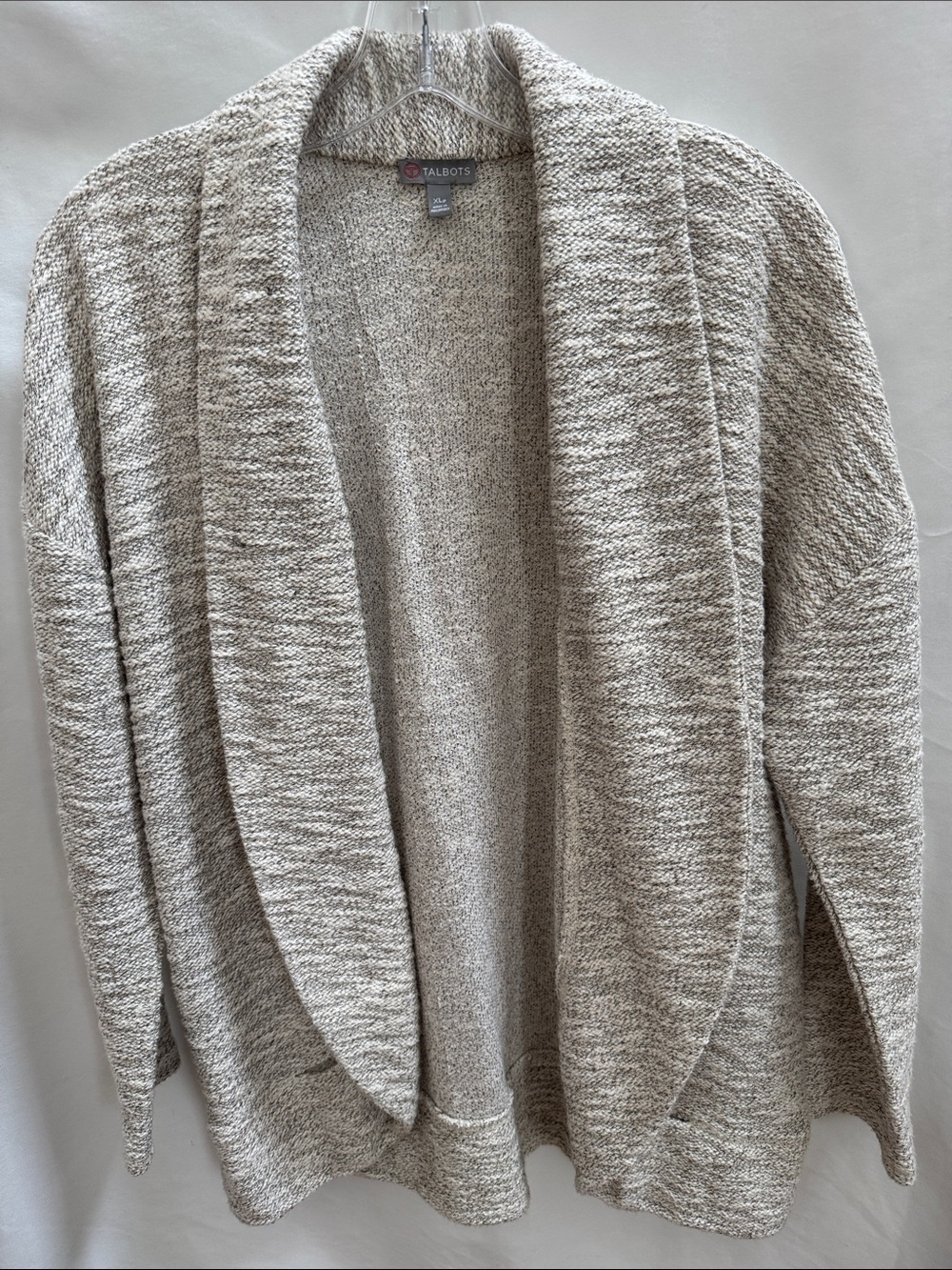 T by Talbots Cream Marled Open-Front Shawl Collar Cardigan Size XLp